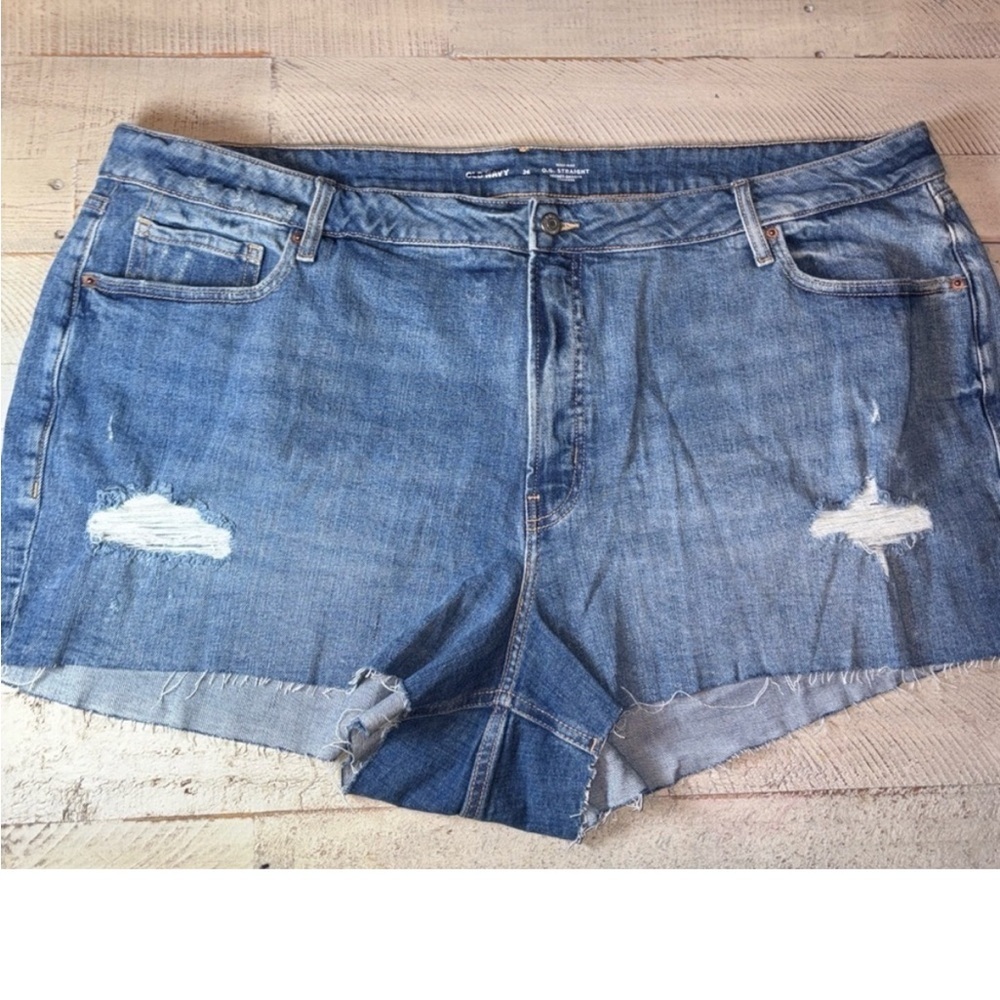 Old Navy Women's Size 26 Denim  Shorts O.G. Straight Blue Regular Distressed